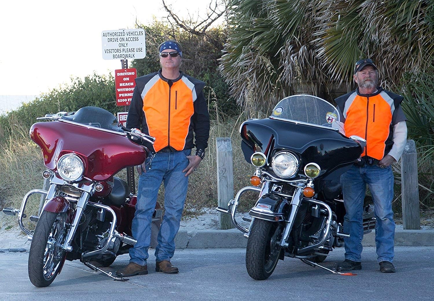 Hi Vis Reflective Motorcycle Safety Vest. Fits Over Jacket, Zip Front, Pocket (XL: No Logo Fits over Lg-XL Jackets, Bold Orange): Clothing