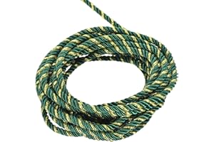 MECCANIXITY Twisted Cord Trim, 5 Yard 5mm 3-Ply Twine Braided Rope Shiny Thread String for Craft Gift Bag Curtain Christmas Decor, Dark Green & Gold - 5m