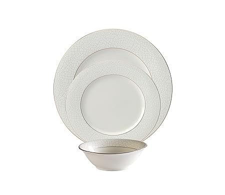 Hitkari Potteries Gold Line Porcelain Dinner Set, 18-Pieces, White (11482)