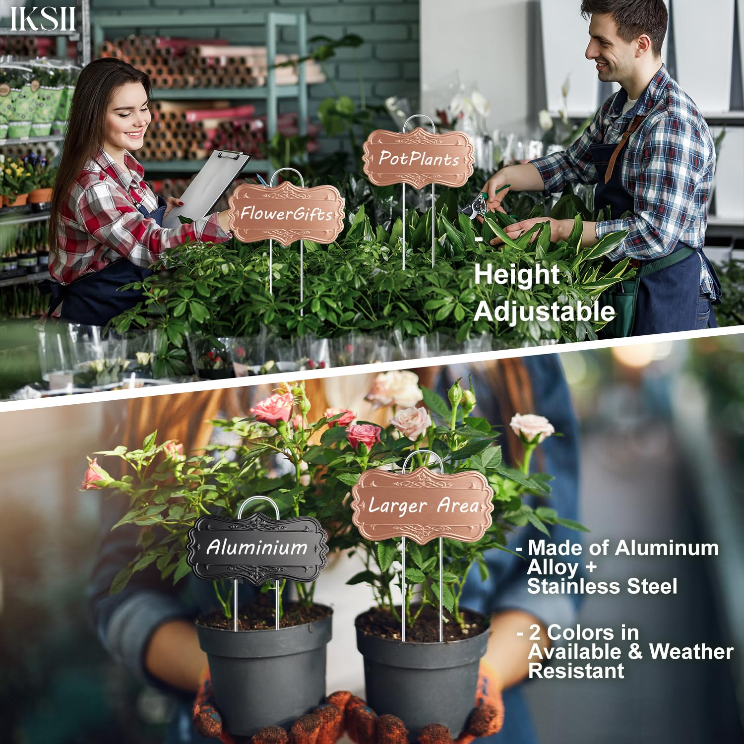 IKSII 30 Pack Metal Plant Labels,Larger Area 3.7