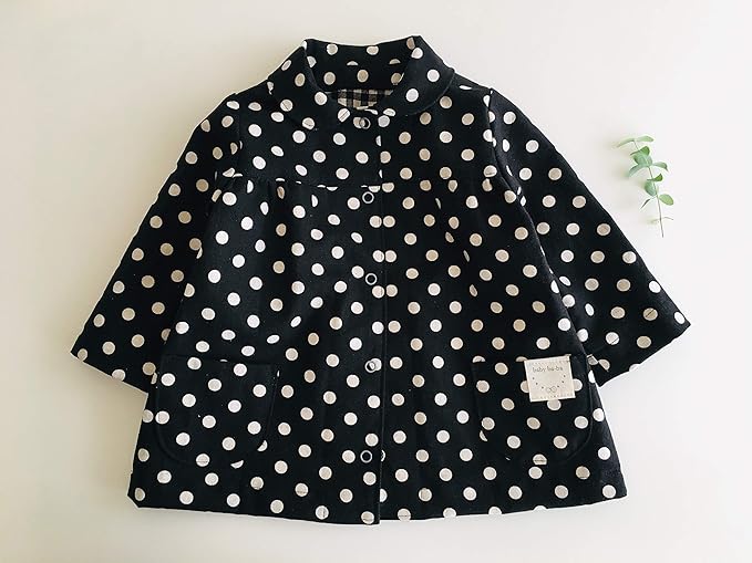 Amazon Co Jp Baby Ba Ba日本製 黒の水玉 丸襟ワンピース80cm ベビー用品の専門店 服 ファッション小物