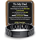 VULETO American Flag Gift Bracelet for Dad/New Dad/Stepdad/Bonus Dad, Stainless Steel Watch Bracelet Birthday Christmas Jewelry for Men