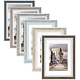 Daofary 5x7 Picture Frame Set of 6, vintage picture frames Rustic Farmhouse Photo Frame, Display 4x6 with Mat or 5x7 Without Mat for Decorative on Wall Hanging Tabletop Placement