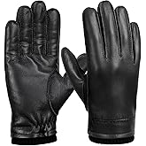 FIORETTO Men's Chrome free Leather Driving Gloves Touchscreen Warm Cashmere Wool Lined Sheepskin Winter Gloves M24002