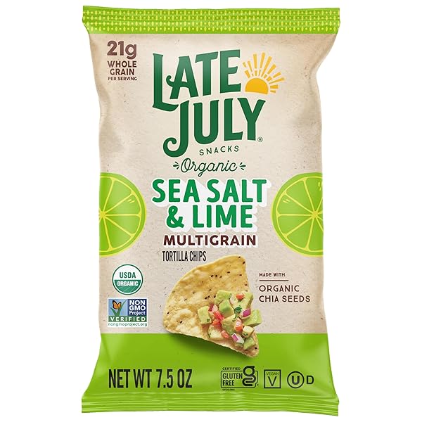 LATE JULY SNACKS, ORGANIC MULTIGRAIN TORTILLA CHIPS, SEA...