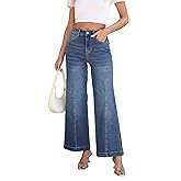 Lunaaevi Women High Rise Flared Jeans Straight Leg Jeans for Women Trendy Mom Baggy Wide Leg Denim Pants