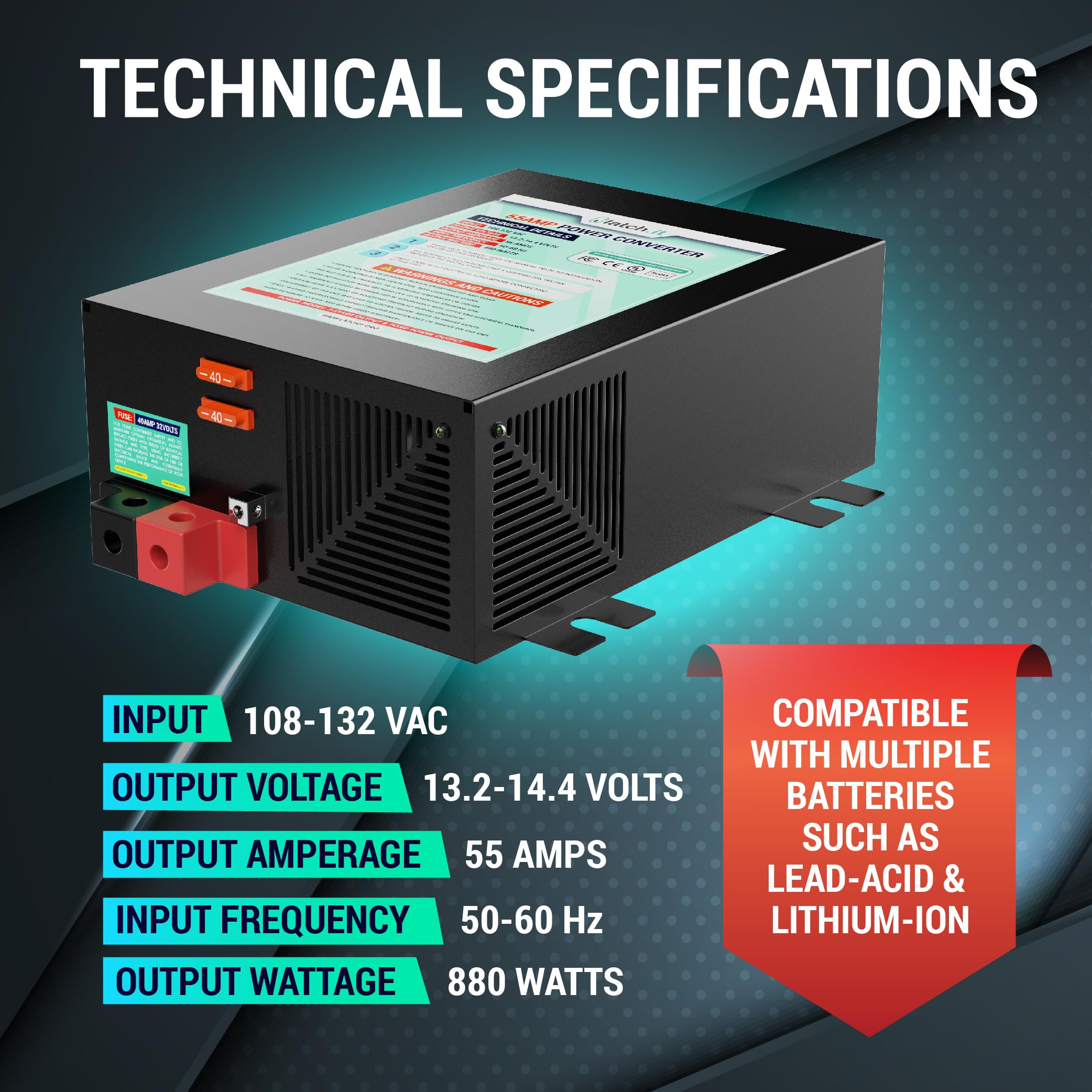 Mua LATCH.IT RV Power Converter 55 Amp 120VAC to 12VDC RV Converter