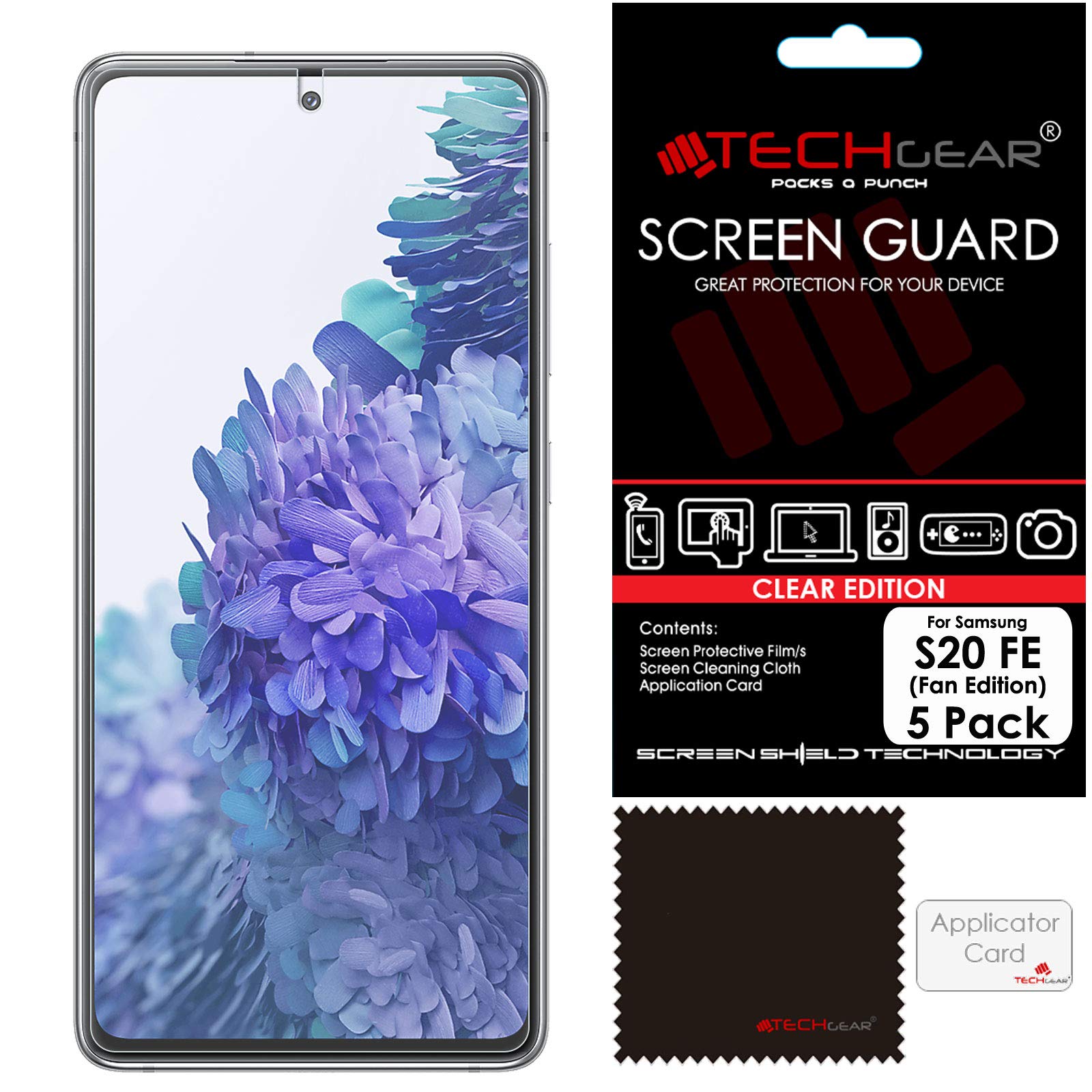 TECHGEAR [5 Pack] Screen Protectors Compatible with Samsung Galaxy S20 FE (S20 Fan Edition), CLEAR LCD Screen Protectors Cover Guards
