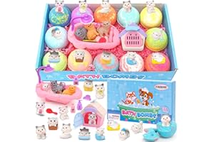 FUNCREVITY Bath Bombs for Kids with Surprise Inside Kids Bath Bombs with Toys for Boys Girls Handmade Fizzy Balls Bubble Bath Bomb Gift Set for Christmas New Year