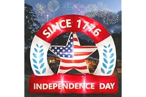 BUHECO 7.9FT Long 4th of July Inflatables Outdoor Decorations 7FT Tall Patriotic Independence Day Blow Up Archway Yard Decor Indoor Holiday Giant Pentagram USA American Flag Led Lights for Lawn Garden