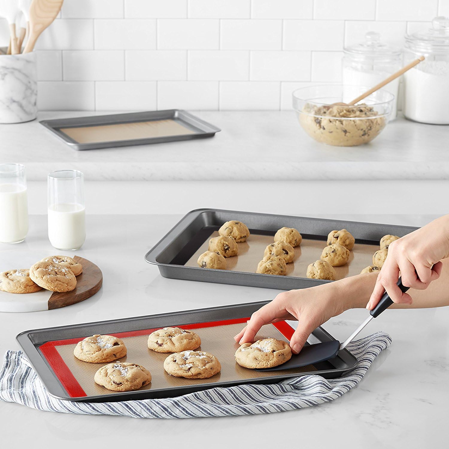 Silicone Baking Mat Set, Half Sheets Cooking Macaron Pastry Mats, Non-Stick Large Liner 11 5/8 ×16 1/2: Kitchen & Dining