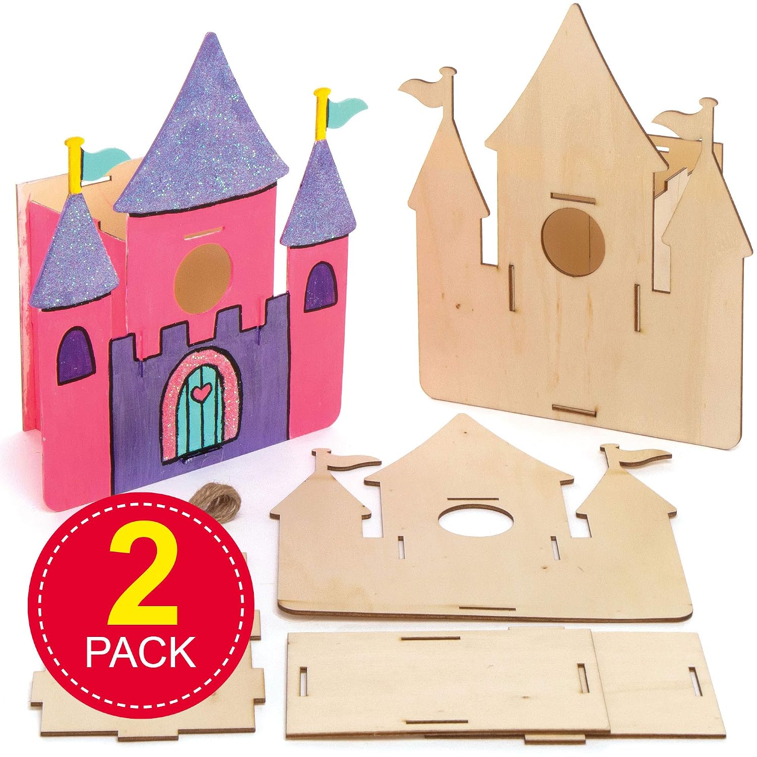 Baker Ross AT996 Castle Wooden Birdhouse Kits, Pack of 2 - Image 3