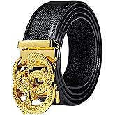 Barry.Wang Men's Ratchet Leather Belt 1 3/8" Adjustable Buckle Slide Click Casual Dress Golf Jeans Business Classic