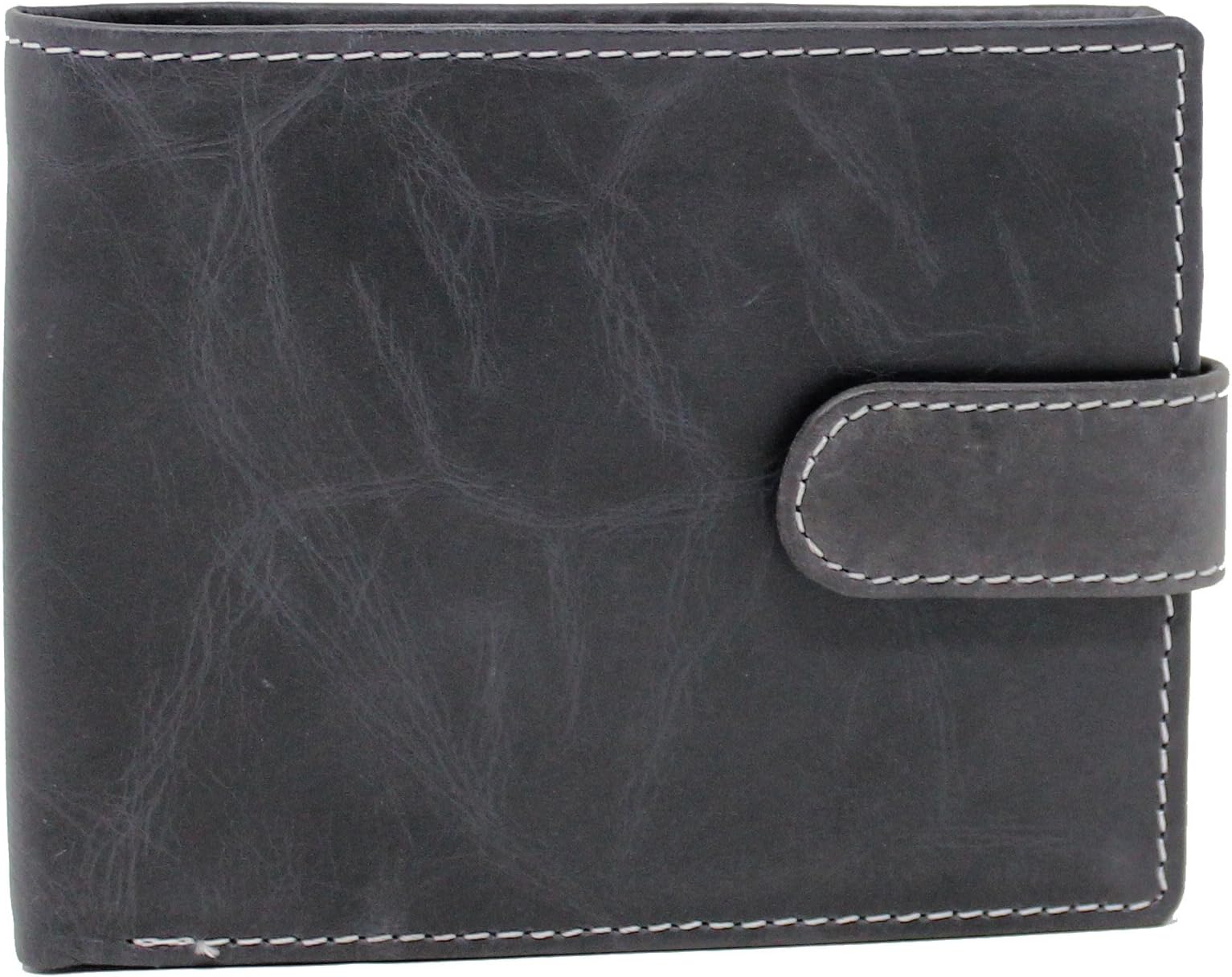 Topsum London RFID Blocking Mens Bifold Design Distressed Genuine Leather Coin Pocket Wallet 4019