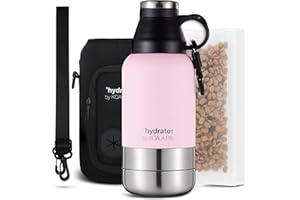KOALA PAL 32oz Portable Dog Water Bottle w/Bottle Sleeve, Strap + Dog Bowls - Dog Travel Water Bottle + Travel Dog Bowls, Dog Water Bowl Dispenser, Dog Travel Bowl, Travel Accessories for Dogs, Pink