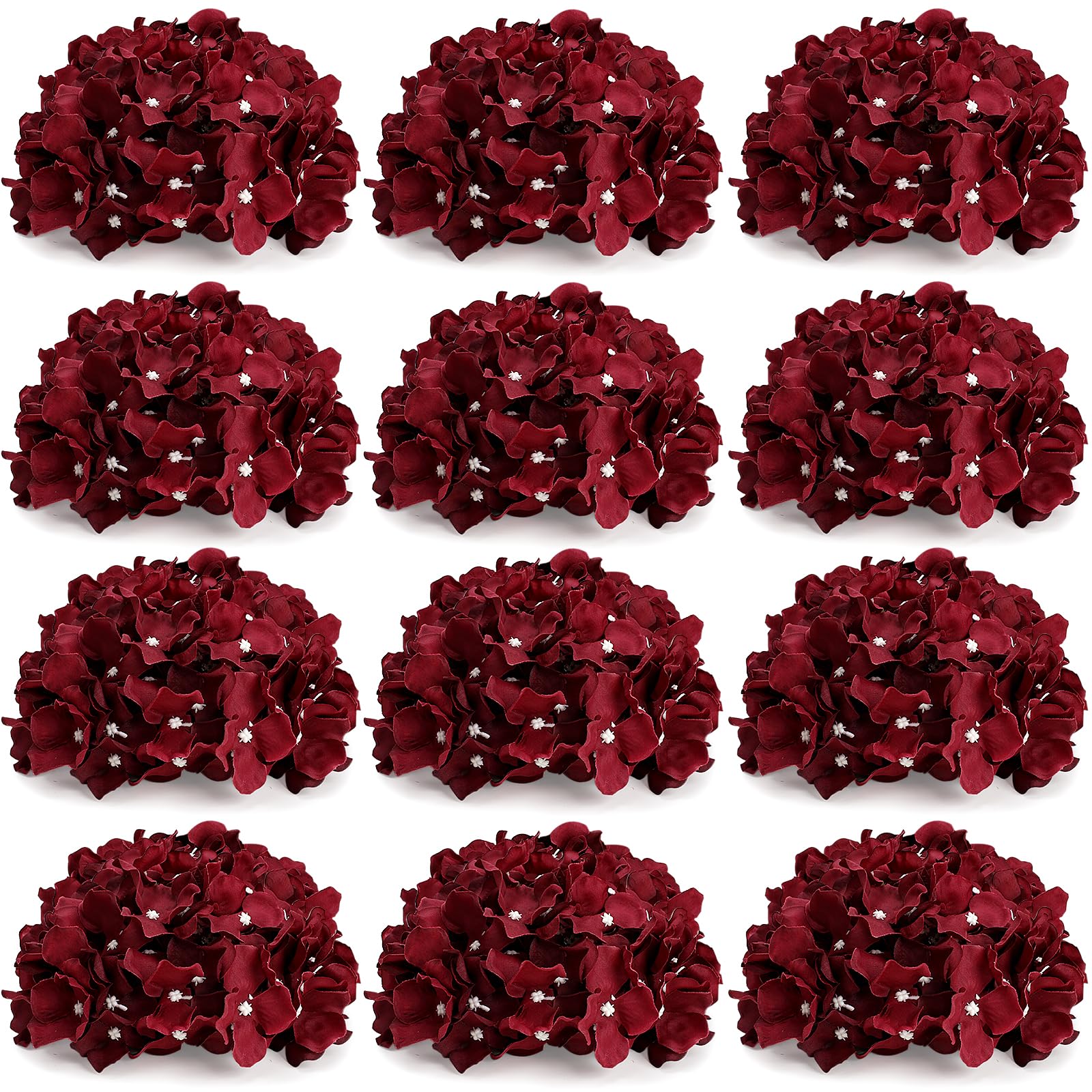 Photo 1 of DIYDOFUN Hydrangea Flower Balls for Centerpieces - Artificial Floral Arrangement with Base, 8.27 Inch Diameter Fake Silk Kissing Ball for Wedding Table Home Party Decor - Burgundy