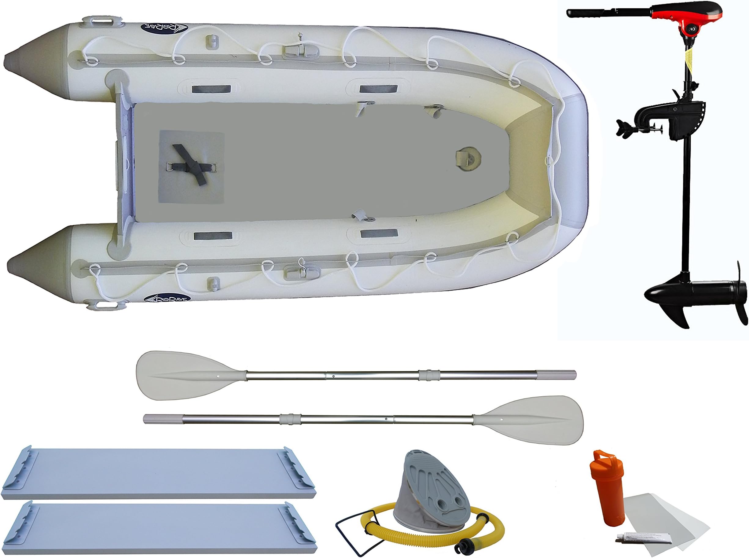 RibRave 10ft 6in Foldable Boat with Trolling Motor