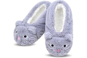 DICUIRD Kid's Animal Slipper Socks, Cartoon Cozy Fleece Indoor Kids Slipper, Fluzzy Warm Bedroom Shoes