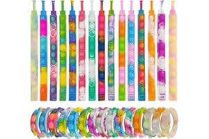 IERKEIE 30 Pcs Pop Bracelet Bubble Fidget Toys for Party Favors, Hand Finger Silicone Wristband Bulk for Student Classroom Prizes, Goodie Bag Fillers Stuffers Birthday Christmas Valentine Gifts for Kid