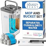 SqueezyPeasy Premium Flat Mop and Bucket Set 3 Chamber Water Separator view 1