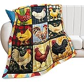 Rooster Blanket, Chicken Throw Blanket, Farmhouse Rooster Gifts Blankets Stuff Fleece Flannel Plush for Women Men Boys Girls Lovers Adults Soft Bedding Gift for Sofa Bed Office Home Decor 50"x40"