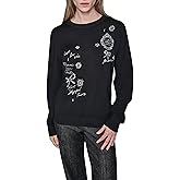 KARL LAGERFELD womens Long Sleeve Crew Neck Whimsy Sweater