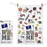 Ezen66Gifts Home Sweet Home Wisconsin Kitchen Towel - Housewarming and Homecoming Gifts - Wisconsin State Favorite Symbol Dish Towels Gifts for Women Friends for Birthdays Mother's Day and Holidays