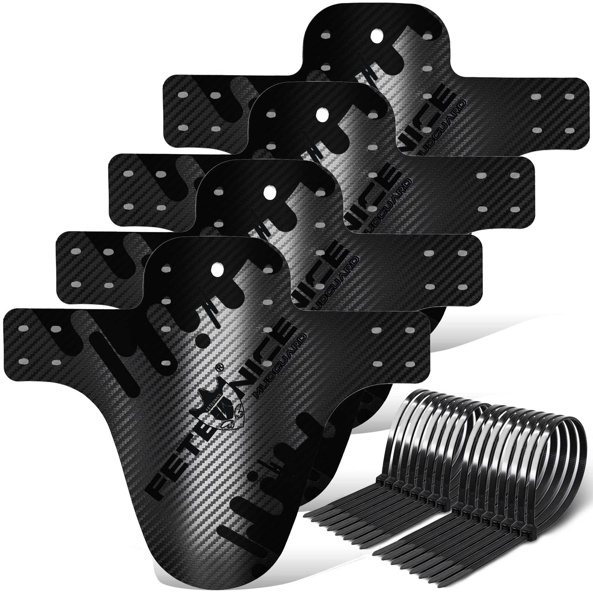 FETESNICE Pack of 2 Carbon Fibre Texture Mountain Bike Mudguard MTB Bicycle Front Rear Mudguard DH Cycling 24/26/27.5/29 Mudguards Mountain Bike (SC-V0OZ-YQZN)