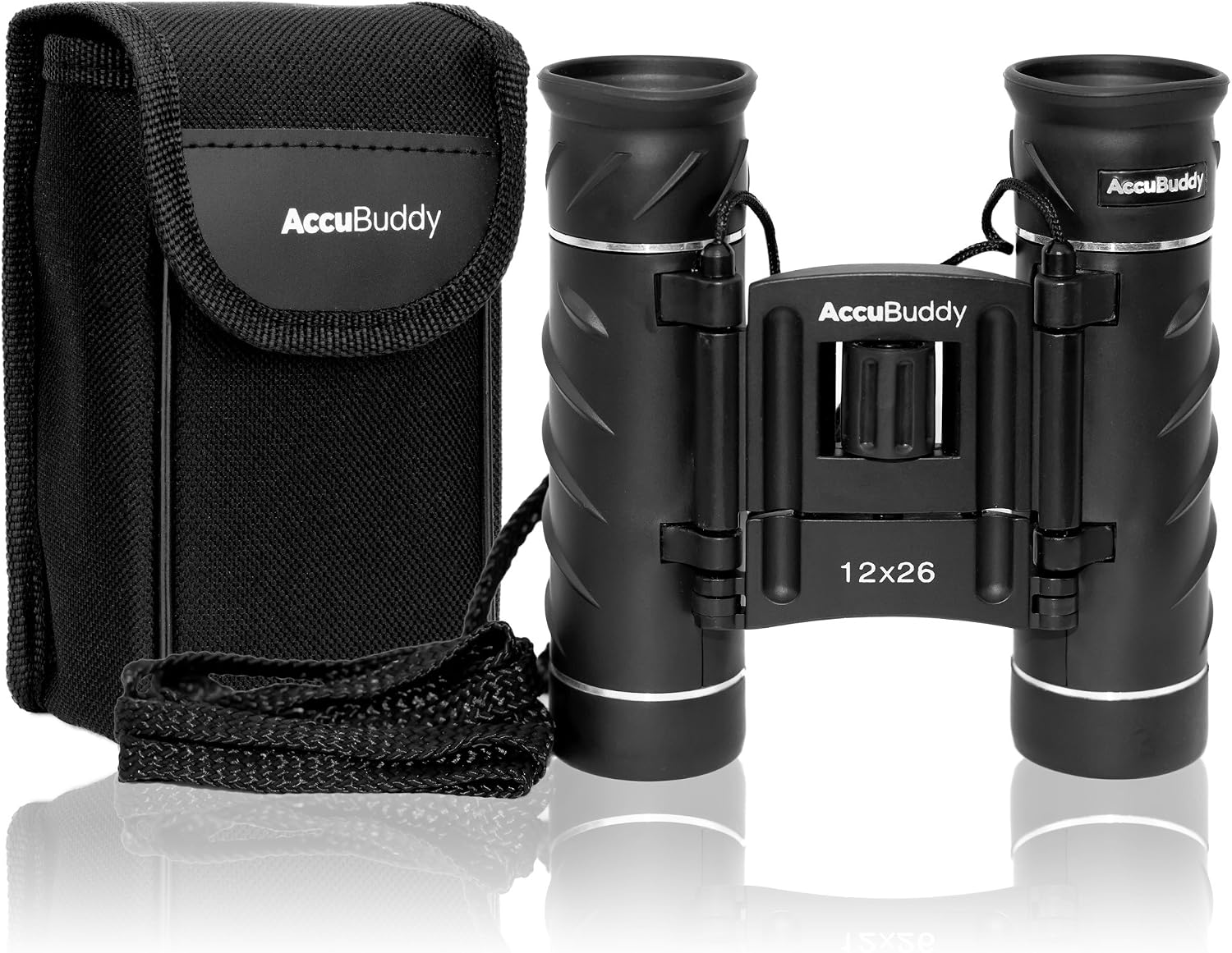 AccuBuddy binoculars, lightweight mini binoculars with 12x magnification and 26mm lens, also suitable for children