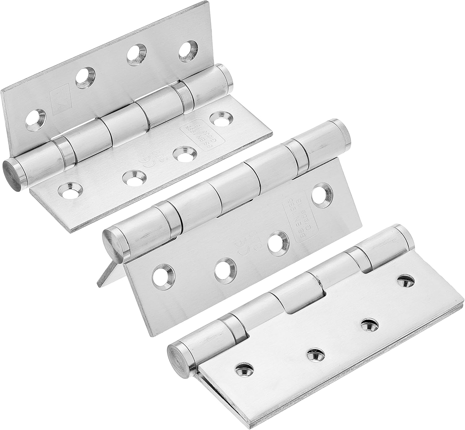 Excel XL835X3 1 1/2 Pair 4" x 3" Ball Bearing Fire Door Hinges Satin Stainless Steel - 3 Pack - Image 3
