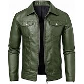 Leather Jacket Men Faux Leather Motorcycle Biker Coat Outwear Bomber Jacket
