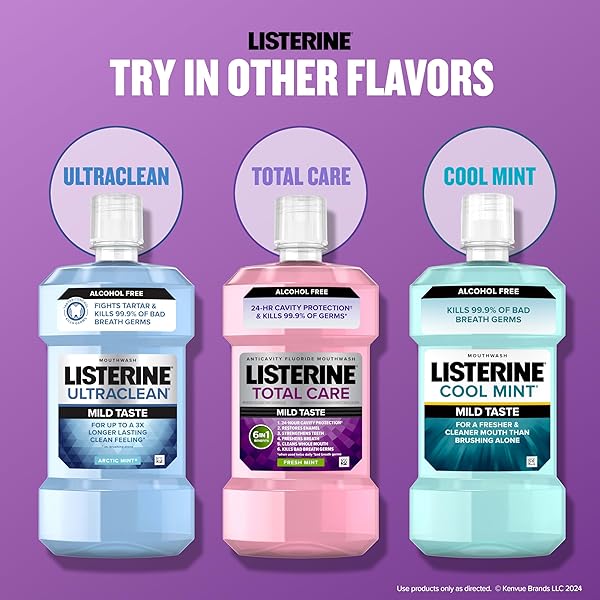 LISTERINE TOTAL CARE ALCOHOL FREE ANTICAVITY FLUORIDE MOUTHWASH, 6 BENEFIT ORAL RINSE TO HELP KILL 99.9% OF GERMS THAT CAUSE BAD BREATH, STRENGTHEN TEETH, RESTORES ENAMEL, FRESH MINT FLAVOR, 1 L