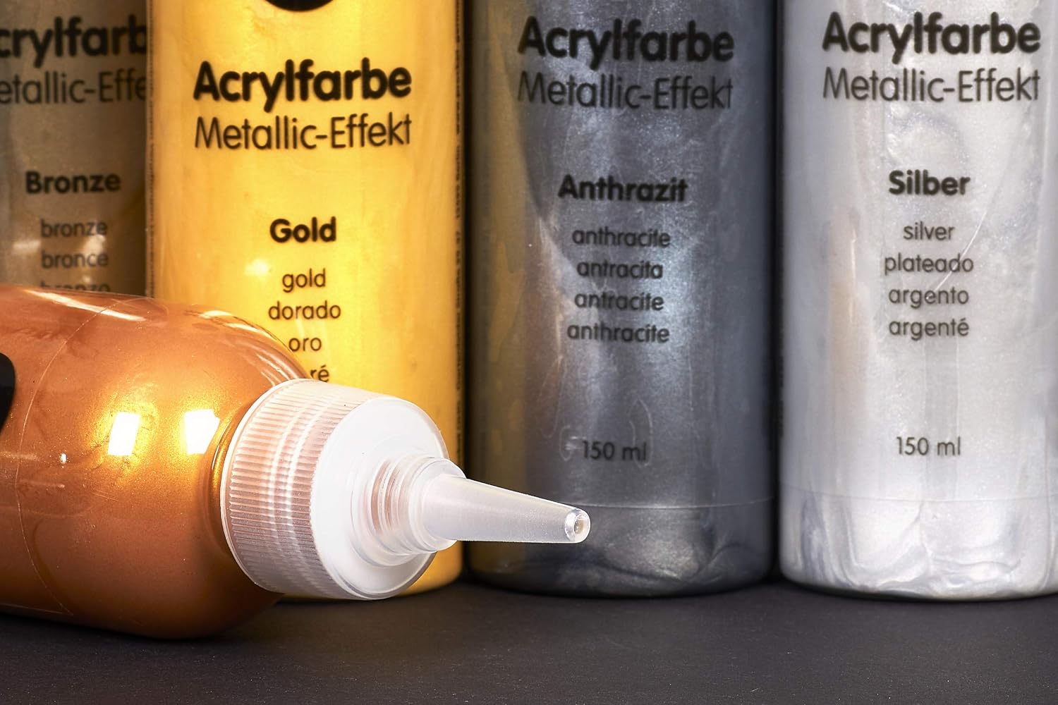 perfect ideaz 5 tubes of metallic acrylic paints, each 150 ml (750 ml), 5 creative paint colours, high pigment content - Image 5