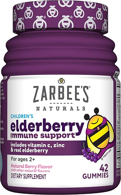 Amazon Com Zarbee S Naturals Children S Elderberry Immune Support With Vitamin C Zinc Natural Berry Flavor 42 Gummies Health Personal Care