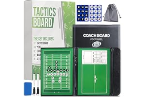 ZPU Dry Erase Coaching Board, Magnetic Coaches Clipboards, Portable Foldable Tactics Board with Dry Erase Marker Pen and Magnets – Basketball, Football, Soccer, Hockey
