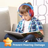 ProCase Kids Noise Cancelling Headphones Red Blue NRR 24dB Adjustable view 3