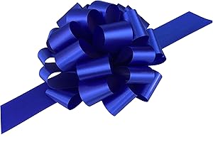 GIFTWRAP ETC. Large Royal Blue Ribbon Pull Bows - 9" Wide, Set of 6, 4th of July, Police Support, Presents, Gift Basket, Birthday, Graduation, Christmas, President's Day, Easter, Memorial Day