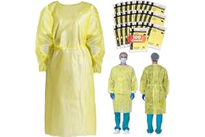 Ever Ready First Aid Disposable Isolation Gown with Elastic Wrists, Universal Size, Yellow - Case of 100