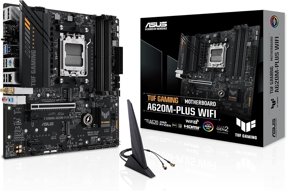 ASUS TUF GAMING A620M-PLUS WIFI Motherboard MATX DDR5 DP HDMI AMD Chipset