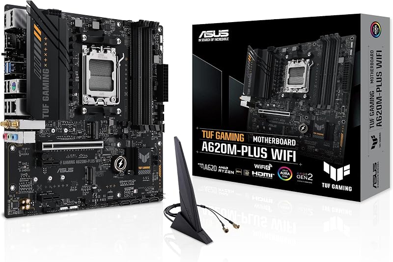ASUS TUF GAMING A620M-PLUS WIFI Motherboard MATX DDR5 DP HDMI AMD Chipset