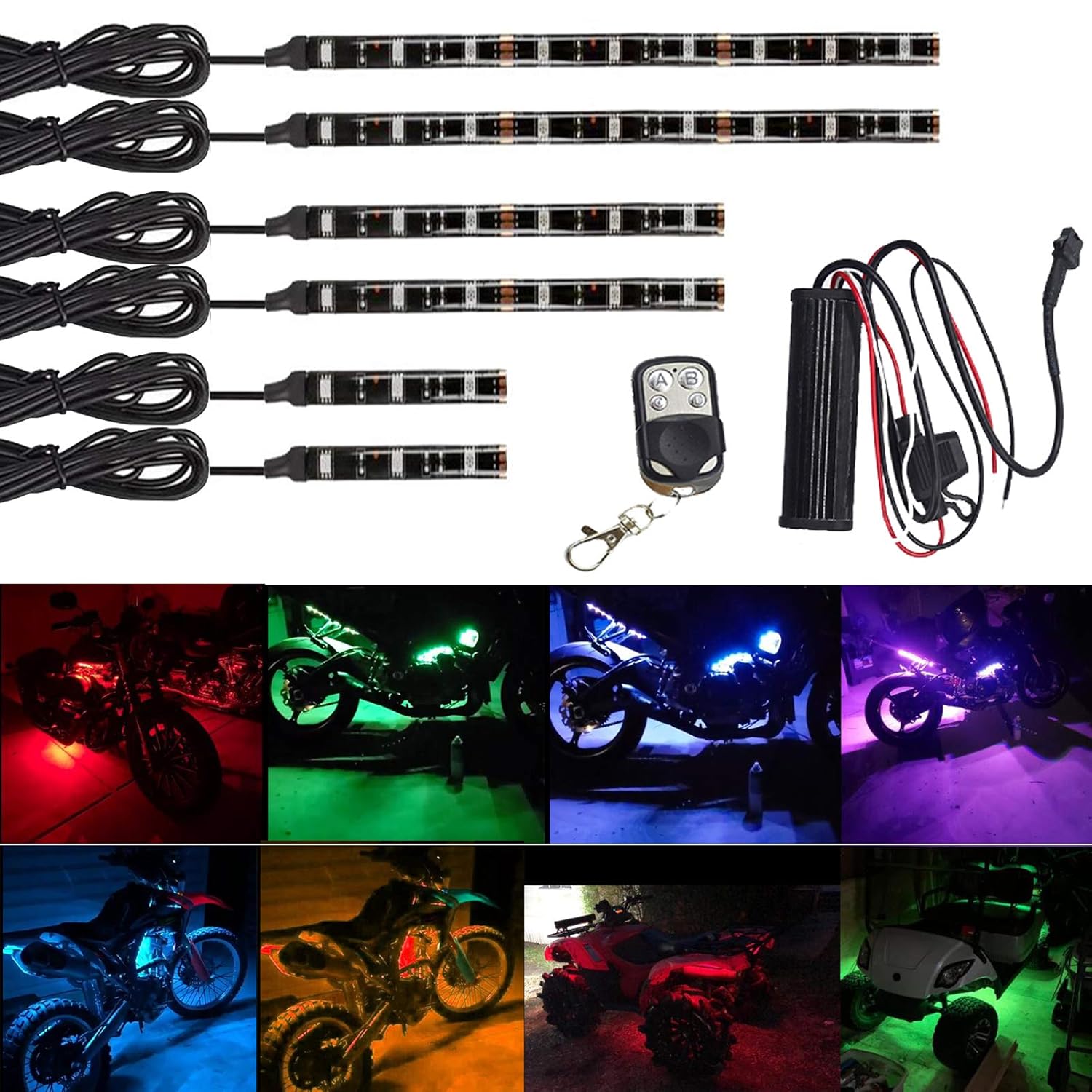 NBWDY 6Pcs Led Light Kits MultiColor Wireless Remote Control