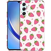 SuzaCase Back Case for Samsung Galaxy A34 5G, Samsung A34 Case with Stylish Strawberry Pink Pattern Design Printed Cute, Sleek Durable Hardshell Protective Case/Cover for Samsung A34 5G