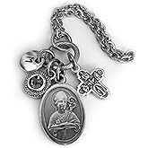San Gennaro, St. Januarius, Jenaro, Necklace, Keychain or Clip, Patron Saint Gift, Crystal Pendant and Initial Charm