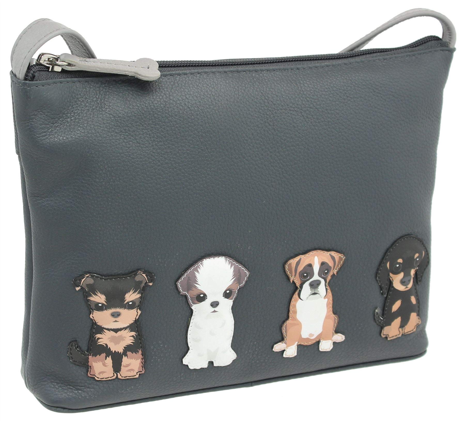 Mala Leather Best Friends Collection Leather Shoulder/Cross Body Bag 7216_65 Grey