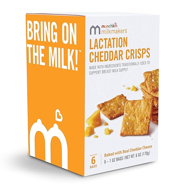 MUNCHKIN® MILKMAKERS® LACTATION CHEDDAR CRISPS FOR BREASTFEEDING MOMS WITH OATS AND FLAX, 6 COUNT