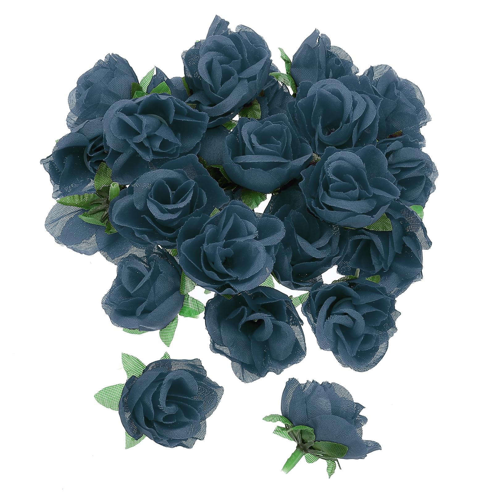 PATIKIL Mini Rose Artificial Flowers Bulk 1.2 Inch, 50 Pcs Silk Cloth Small Fake Flower Heads for Wedding Crafts Home Decor Decoration Party, Mist Blue