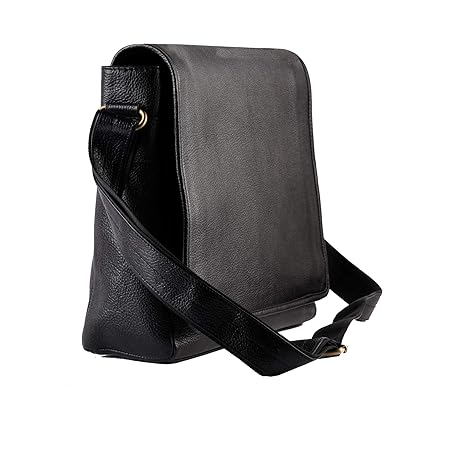 Kulli Moda Handmade Premium Quality Genuine Leather Laptop/Messanger Bag for Multipurpose - Black