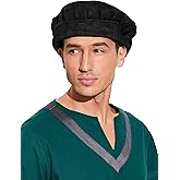 KUOIN Medieval Beret Faux Suede Hat Renaissance Festival Cap for Men Women Cosplay Costume Accessories