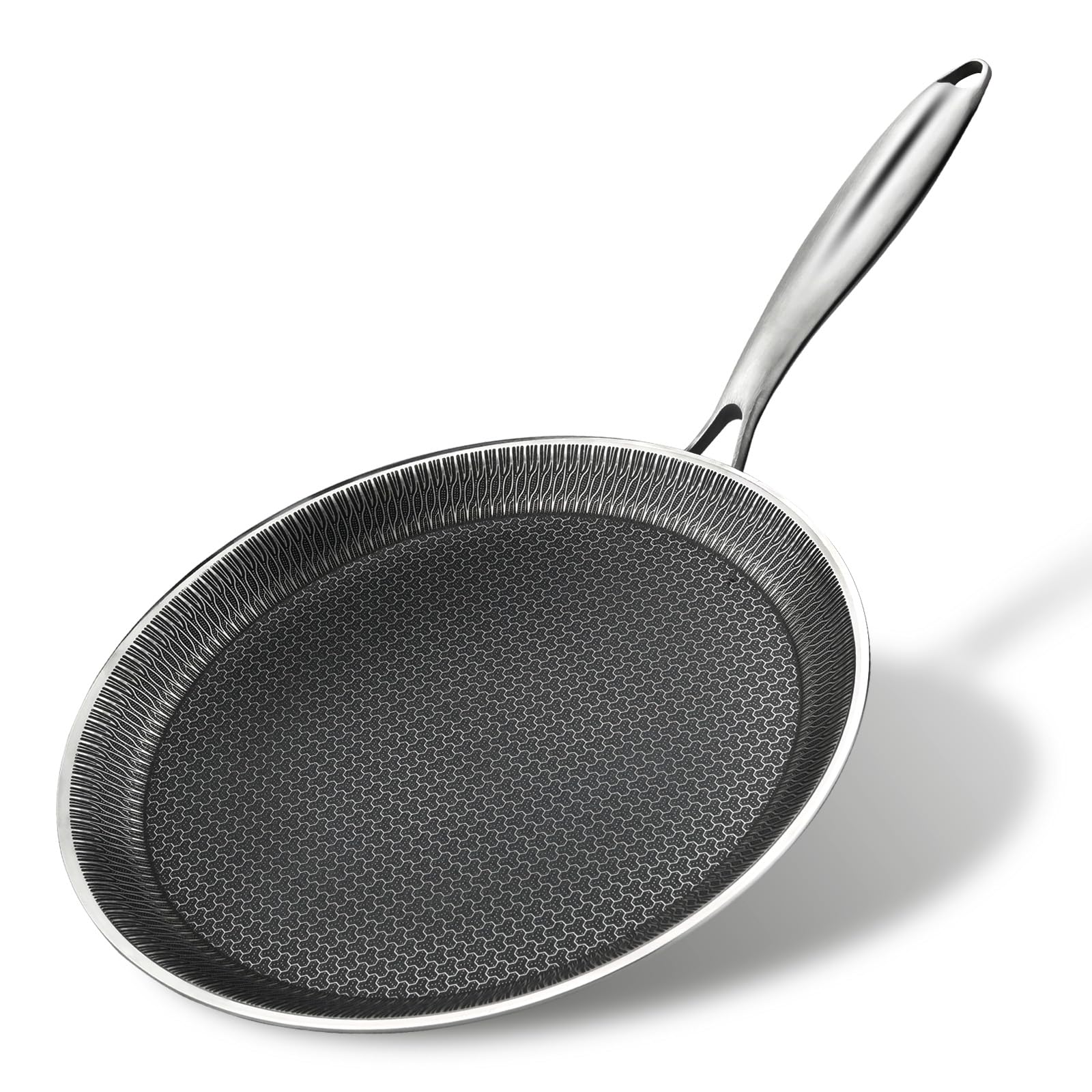 Photo 1 of DCIGNA Nonstick Crepe Pan, 11Inch Stainless Steel Crepe Pan, Honeycomb Coating Flat Skillet Tawa Dosa Tortilla Omelet Griddle Pan, PFOA Free, Induction Compatible