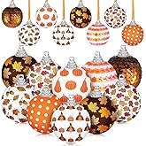 Blosssound 16 Pcs Thanksgiving Hanging Tree Ornaments 1.57 Inch Fall Decorations Autumn Ball Ornaments for Tree Thanksgiving Fall Harvest Hanging Decorations for Home Office Party Favor Gifts